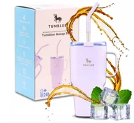 Kubki termiczne - MOCNY Kubek Termiczny ze Stalową Słomką i Uchwytem na Kawę Herbatę 900ml - miniaturka - grafika 1