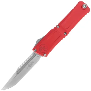 Nóż automatyczny OTF Microtech Combat Troodon Interceptor Gen III Signature Red Aluminium, Stonewashed M390MK by Tony Marfione (1217-10RDS) - Noże - miniaturka - grafika 1