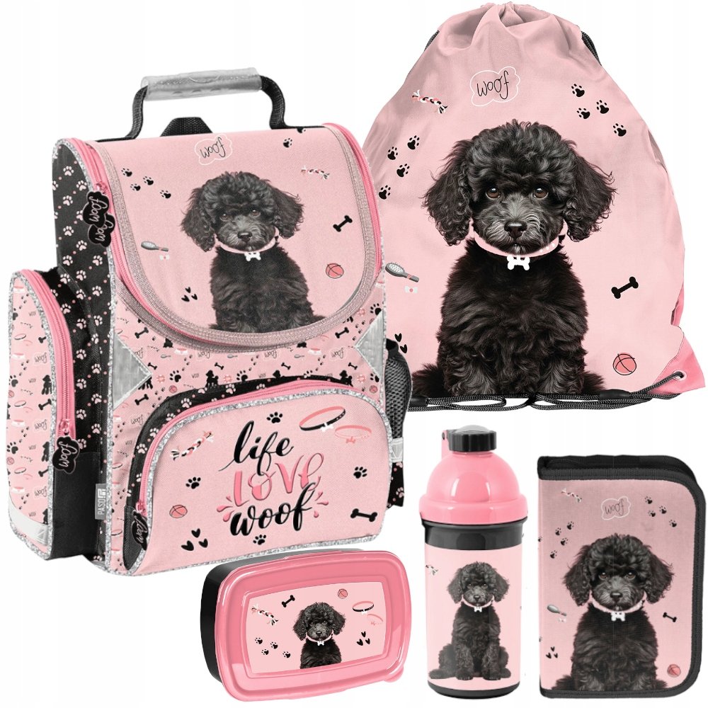 Tornister dla dziewczynki plecak szkolny 1-3 klasa Pies zestaw do szkoły