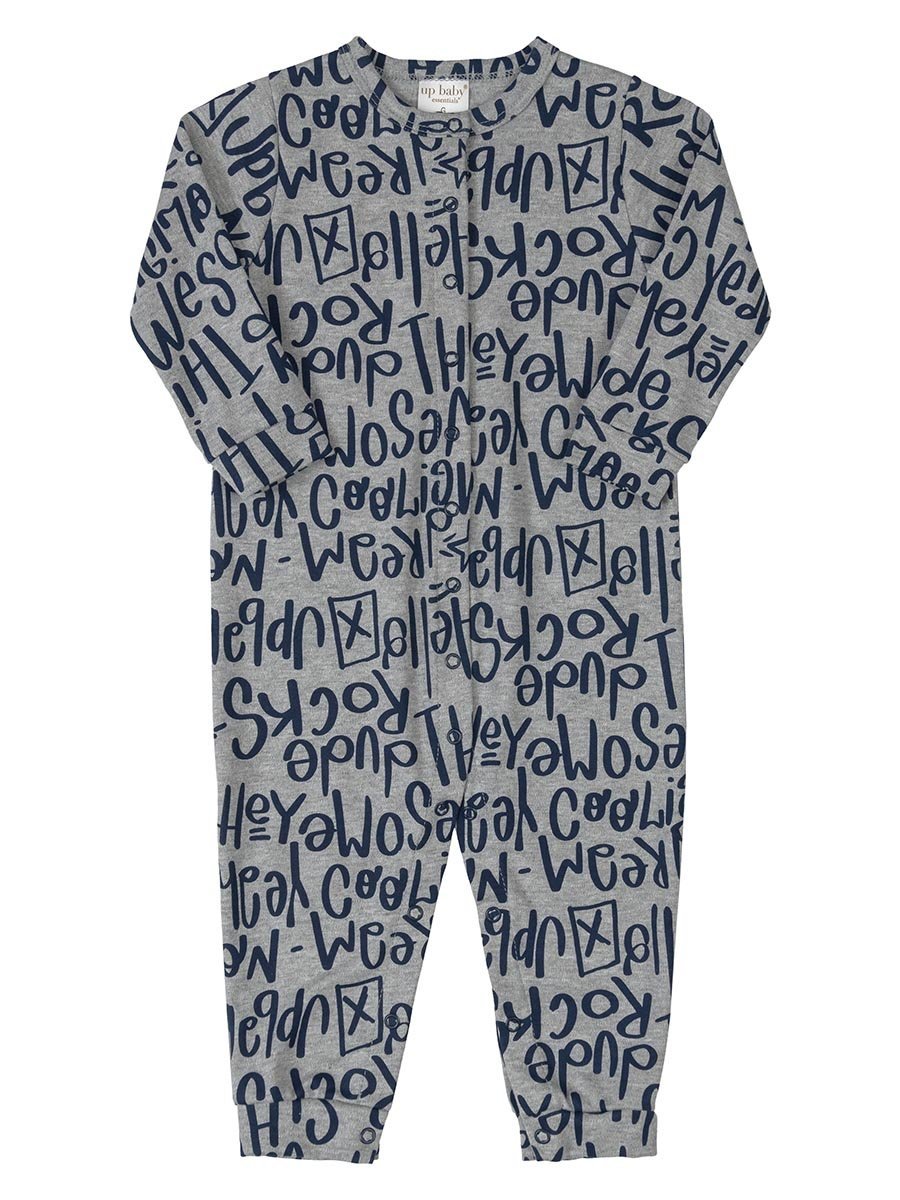 Niemowlęcy pajac literki szary Up Baby r.92