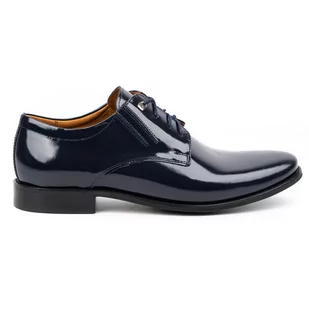 Buty meskie skórzane wizytowe lakierki 480 granatowe - Buty Olivier - Półbuty męskie - miniaturka - grafika 1