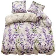 Pościel - POŚCIEL 140x200 DWUSTRONNA BAWEŁNA SATYNA GierekHoff KOMPLET 2 cz. FIOL/KWI - miniaturka - grafika 1