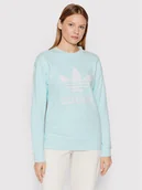 Bluzy damskie - adidas Bluza Treofil Crew HL6678 Niebieski Regular Fit - miniaturka - grafika 1