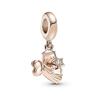 Pandora Pandora Anioł ze skrzydłami w kształcie serca zawieszka charms z 14-karatowego różowego złota stopu metalu z cyrkonią, 789650C01 - Koszulki i topy damskie - miniaturka - grafika 1