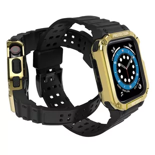 Protect Strap Band opaska z etui do Watch 7 / 6 / 5 / 4 / 3 / 2 / SE (45 / 44 / 42mm) obudowa pancerny pokrowiec na zegarek czarny - Etui i futerały do telefonów - miniaturka - grafika 3