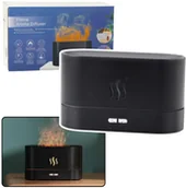 Nawilżacze powietrza - Nawilżacz Powietrza Dyfuzor Aromaterapia Efekt Ognia Kominek Czarny 180ml - miniaturka - grafika 1