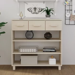 Lumarko Stolik konsolowy, miodowy brąz, 90x35x90 cm lite drewno sosnowe - Konsole i sekretarzyki - miniaturka - grafika 1