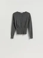 Swetry damskie - Reserved - Kardigan z domieszką wełny - szary - miniaturka - grafika 1