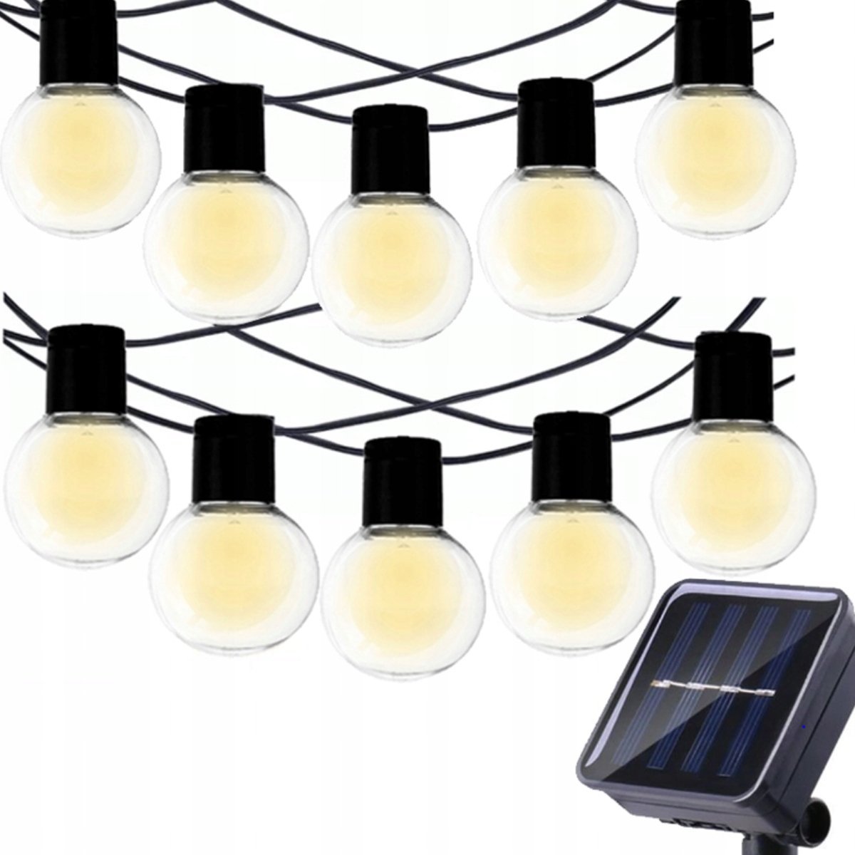 GIRLANDA SOLARNA OGRODOWA ŚWIETLNA KULE NA BALKON TARAS ŁAŃCUCH 20 LED