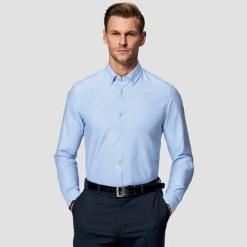 Błękitna koszula męska Slim Fit długi rękaw Pako Lorente roz. L