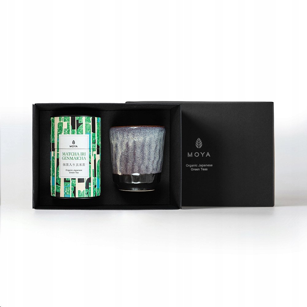 Zestaw zielona herbata Moya Matcha Iri Genmaicha i kubek Murasaki