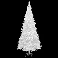 Choinki - vidaXL vidaXL Sztuczna choinka z lampkami LED i bombkami, L 240 cm, biała - miniaturka - grafika 1