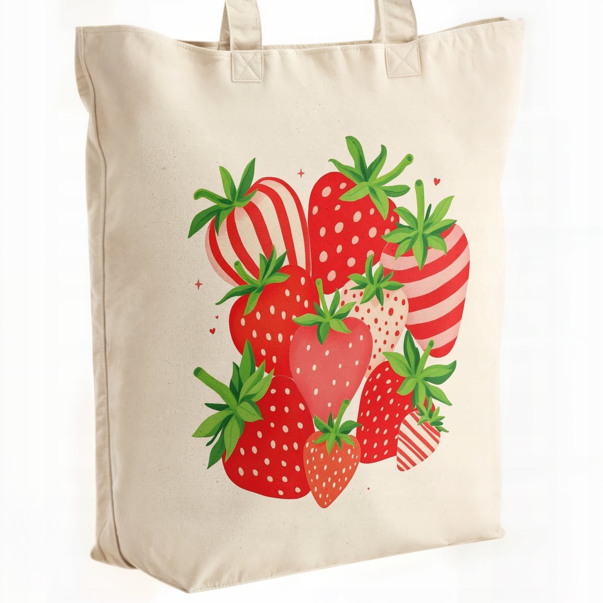 Torba bawełniana premium na zakupy Truskawki Kolaż Abstrakcja Prezent