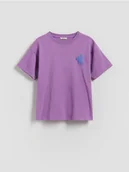 Koszulki dla dziewczynek - Reserved - T-shirt z nadrukiem na plecach - lawendowy - miniaturka - grafika 1