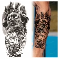 Zabawki kreatywne - TATUAŻ ZMYWALNY TYMCZASOWY WODNY - MROCZNY POSEJDON / STATEK - miniaturka - grafika 1