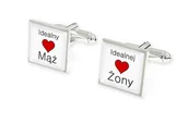 Spinki do mankietów i krawatów - Spinki Do Mankietów Idealny Mąż Serce Ślub - miniaturka - grafika 1