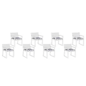 Poduszki ogrodowe - Beliani Zestaw 8 poduszek na krzesła ogrodowe niebiesko-biały SASSARI 213066 - miniaturka - grafika 1