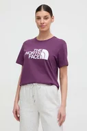 Koszulki sportowe damskie - The North Face t-shirt bawełniany damski kolor fioletowy - miniaturka - grafika 1