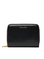 Portfele - Calvin Klein Mały Portfel Damski Ck Medium Flap Zip Around LV04F1075G Czarny - miniaturka - grafika 1