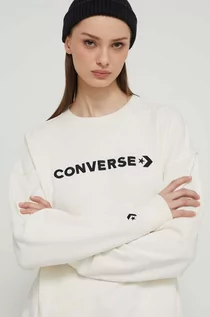 Bluzy damskie - Converse bluza damska kolor beżowy z aplikacją - grafika 1