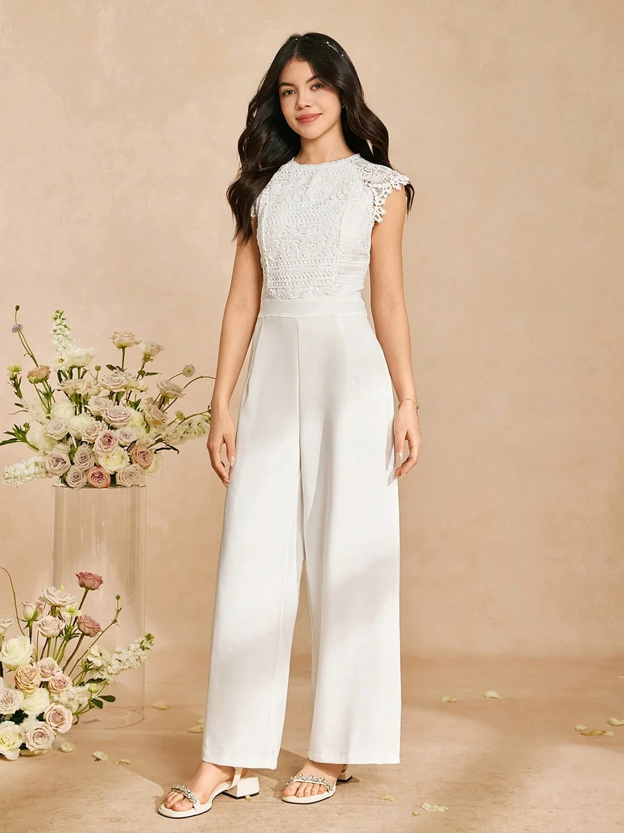 SHEIN KOMBINEZON DAMSKI BIAŁY Z AŻUROWĄ GÓRĄ 152-158cm 11MA