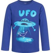 Moda i Uroda OUTLET - T-shirt z długim rękawem dla chłopca, ze statkiem kosmicznym, granatowy, 4-8 lat - miniaturka - grafika 1