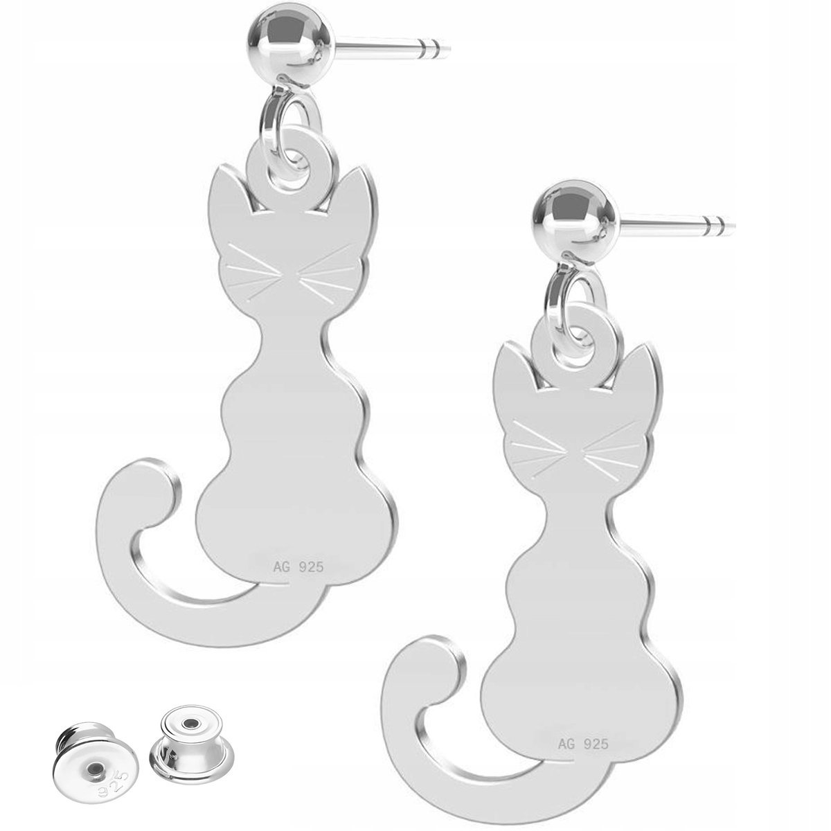 Kolczyki Srebrne Koty Kotki Blaszki z Kotami Kot Kotek Pupil SREBRO 925