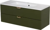 Szafki łazienkowe - Szafka łazienkowa oliwkowa z umywalką złoty uchwyt 100 cm Magnolia Gante - miniaturka - grafika 1
