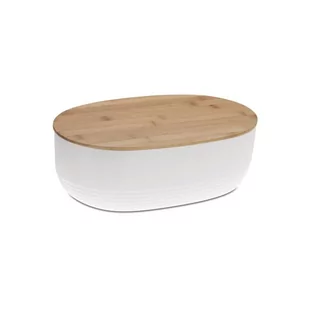 Kela Namur - owalny plastikowy pojemnik na chleb z bambusową pokrywką, biały, KE-12060 - Pojemniki kuchenne - miniaturka - grafika 1