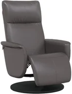 Fotele - Rozkładany fotel z podnóżkiem, szary, sztuczna skóra - miniaturka - grafika 1