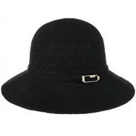 Czapki damskie - Kapelusz damski materiałowy z bawełną średnie rondo KAP-BB-2 czarny - miniaturka - grafika 1