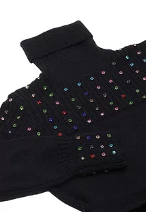 faina Damski sweter z golfem z nieregularnymi nitami i wzorem w romby, czarny, rozmiar XS/S, czarny, XL - Swetry damskie - miniaturka - grafika 1