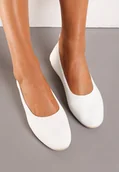 Baleriny - Białe Balerinki z Okrągłym Noskiem i Materiałową Cholewką Mililena - miniaturka - grafika 1