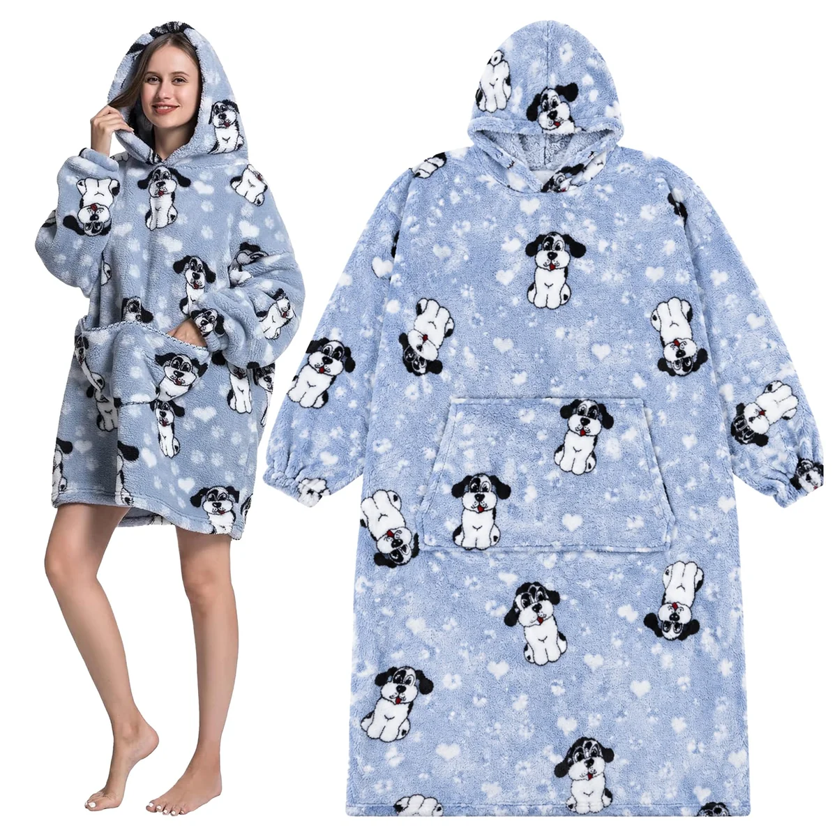 KOCOBLUZA OVERSIZE Ciepła Gruba Puszysta Bluza z Kapturem Szlafrok Duża