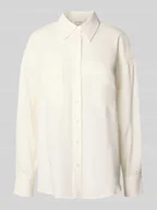Bluzki damskie - Bluzka lniana o kroju slim fit z kołnierzykiem koszulowym model ‘SHIRIN’ - miniaturka - grafika 1