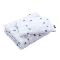 Pościel dla dzieci - Pościel bawełniana z wypełnieniem 100x135 Szara w krzyżyki - miniaturka - grafika 1