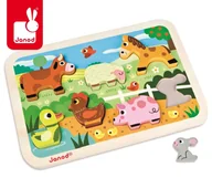 Układanki dla dzieci - Janod Układanka drewniana 3D Farma - UKŁADANKA - miniaturka - grafika 1