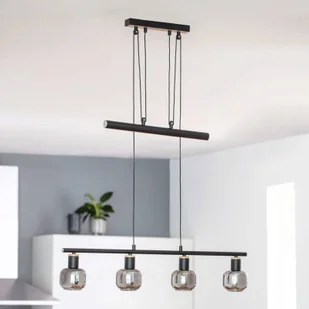 Näve Lampa wisząca belka Fumoso 4-pkt. czarna/szary dym - Lampy sufitowe - miniaturka - grafika 1