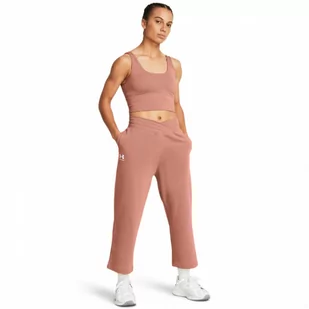 Damskie spodnie dresowe Under Armour UA Rival Terry Crop Wide Leg - różowe - UNDER ARMOUR - Spodnie sportowe damskie - miniaturka - grafika 1