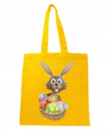 Torby i wózki na zakupy - TORBA ŻÓŁTA NA RAMIĘ ŚWIĄTECZNA WIELKANOC ZAJĄC - miniaturka - grafika 1