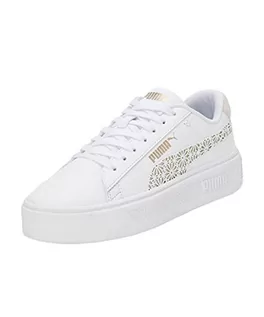 Sneakersy damskie - PUMA Damskie sneakersy Smash Platform V3 Laser Cut, Puma White Pristine Puma Gold, 37.5 EU - grafika 1