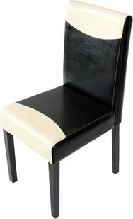 Krzesło do jadalni Littau, krzesło kuchenne, sztuczna skóra ~ czarny/biały, ciemne nogi - Krzesła - miniaturka - grafika 1