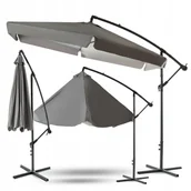 Markizy - Parasol ogrodowy WERONA składany 3.5 m DUŻY szary - miniaturka - grafika 1