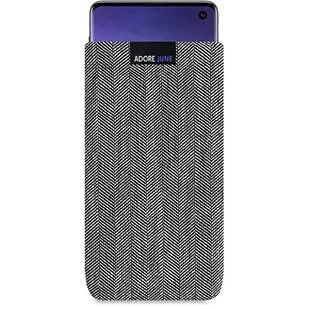Adore June Etui biznesowe do Samsung Galaxy S10 etui na telefon komórkowy z charakterystycznego materiału w jodełkę - szary/czarny etui ochronne na akcesoria z efektem czyszczenia wyświetlacza Made in Europe - Etui i futerały do telefonów - miniaturka - grafika 1