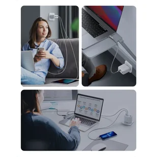 Szybka ładowarka GaN 3x USB-C USB 100W PPS PD Power Delivery biała - Ładowarki do telefonów - miniaturka - grafika 9