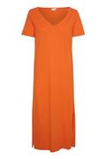 Sukienki - Damska sukienka Midi Short Sleeves V-Neckline Luźny Fit Casual Kobiety, Egzotyczna pomarańczowa, XS - miniaturka - grafika 1