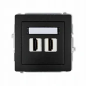 Gniazdka elektryczne - 2 x 2 x GNIAZDO HDMI 2.0 PODWÓJNE KARLIK DECO CZARNY MAT - miniaturka - grafika 1