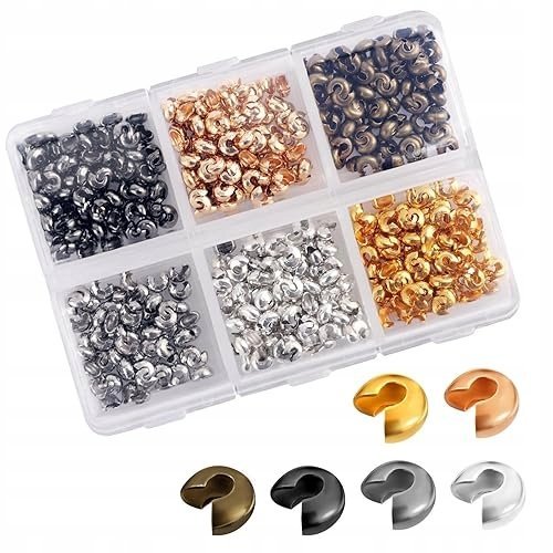 600 SZTUK ZACISKANYCH KORALIKÓW DO WYROBU BIŻUTERII SZTUK ZACISKANYCH