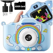 Aparaty Cyfrowe - APARAT CYFROWY DLA DZIECI FOTOGRAFICZNY wbudowane gry kamera + KARTA 32 GB - miniaturka - grafika 1
