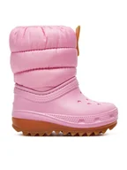 Buty dla dziewczynek - Crocs Śniegowce Classic Neo Puff Boot T 207683 Różowy - miniaturka - grafika 1